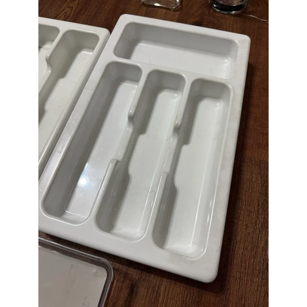 Silverware Tray Plastic Flatware Organizer Kitchen Drawer Lot Wheels Nice!